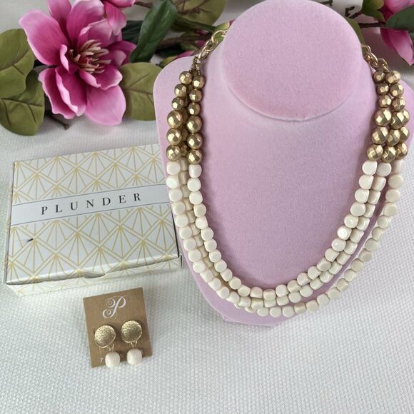 Plunder Design Fashion Jewelry Boutique Boho Necklace Earrings Set New - Picture 1 of 10